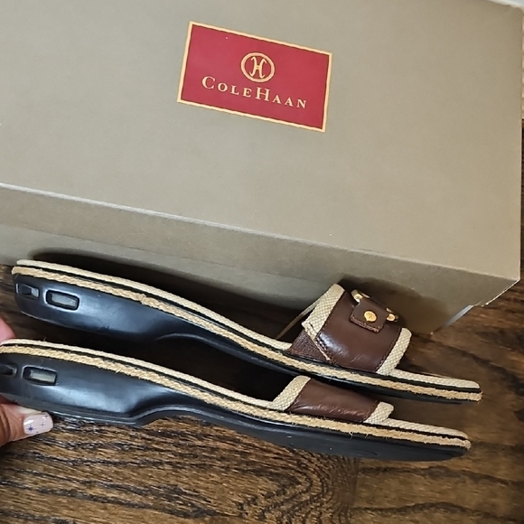 Cole Haan Brown and Gold Slide Sandals - Picture 4 of 7